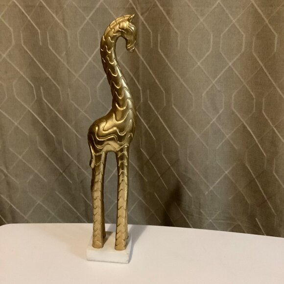 Gold Abstract Giraffe Decorative Wood Statue Figurine 16” Modern Art Sculpture - Picture 2 of 4